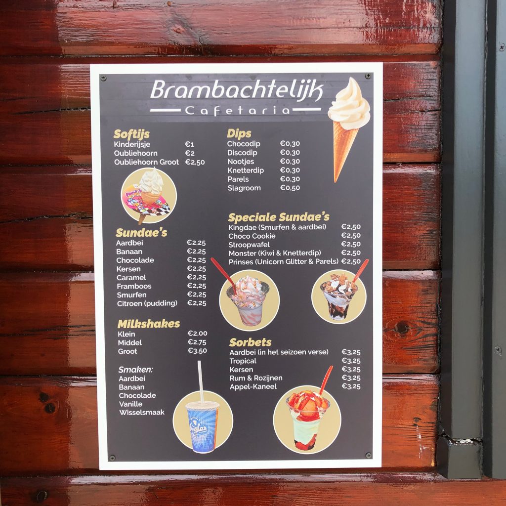 Prijslijst voor Brambachtelijk cafetaria in Haalderen