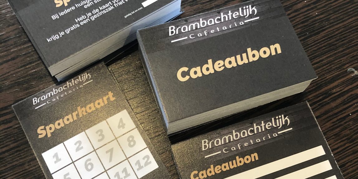 Cadeaubon en spaarkaart voor Brambachtelijk cafetaria in Haalderen